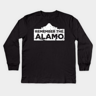 Distressed 1836 Texas Alamo Kids Long Sleeve T-Shirt